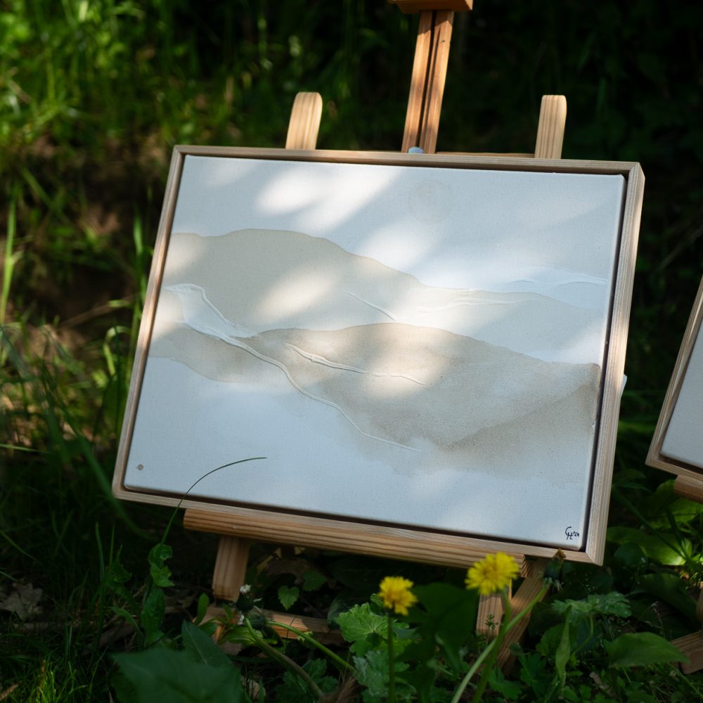 Abstraktes Gemälde minimalistisch creme
