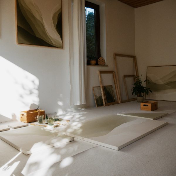 Künstlerin Christina Hohenwarter Landau Pfalz Deutschland Abstrakte Kunst Wald Berge Grün Originale Atelier