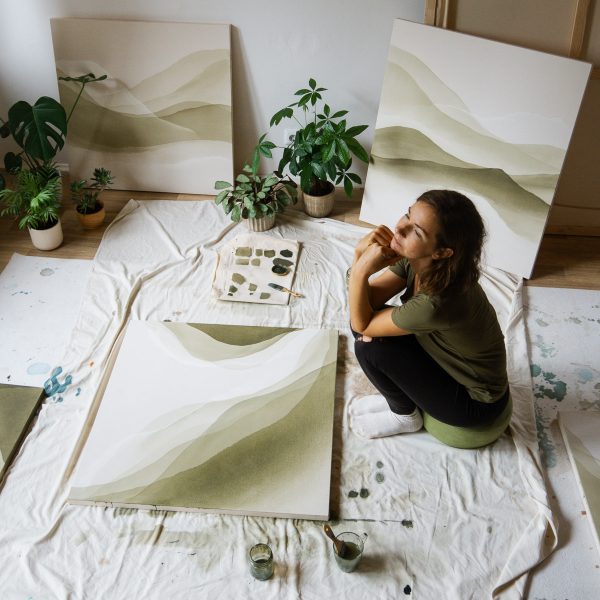 Künstlerin Christina Hohenwarter Landau Pfalz Deutschland Abstrakte Kunst Wald Berge Grün Originale Atelier