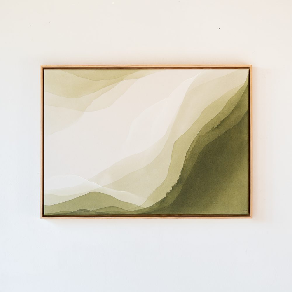Abstrakte Berglandschaft grüne Hügel Original Kunstwerk von Künstlerin Christina Hohenwarter